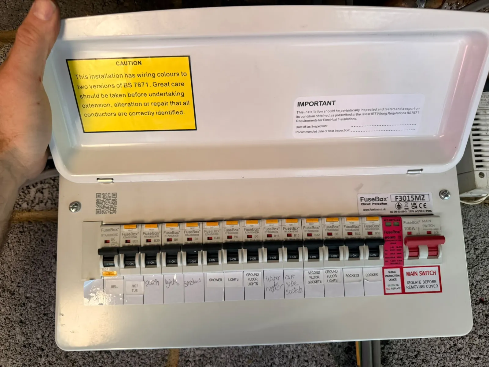 Completed consumer unit upgrade with every circuit labelled