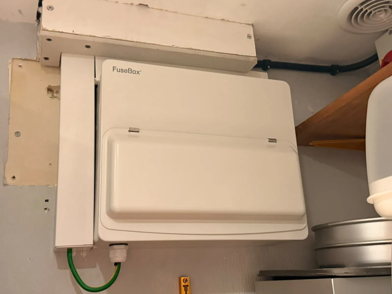 New consumer unit with cover closed after installation