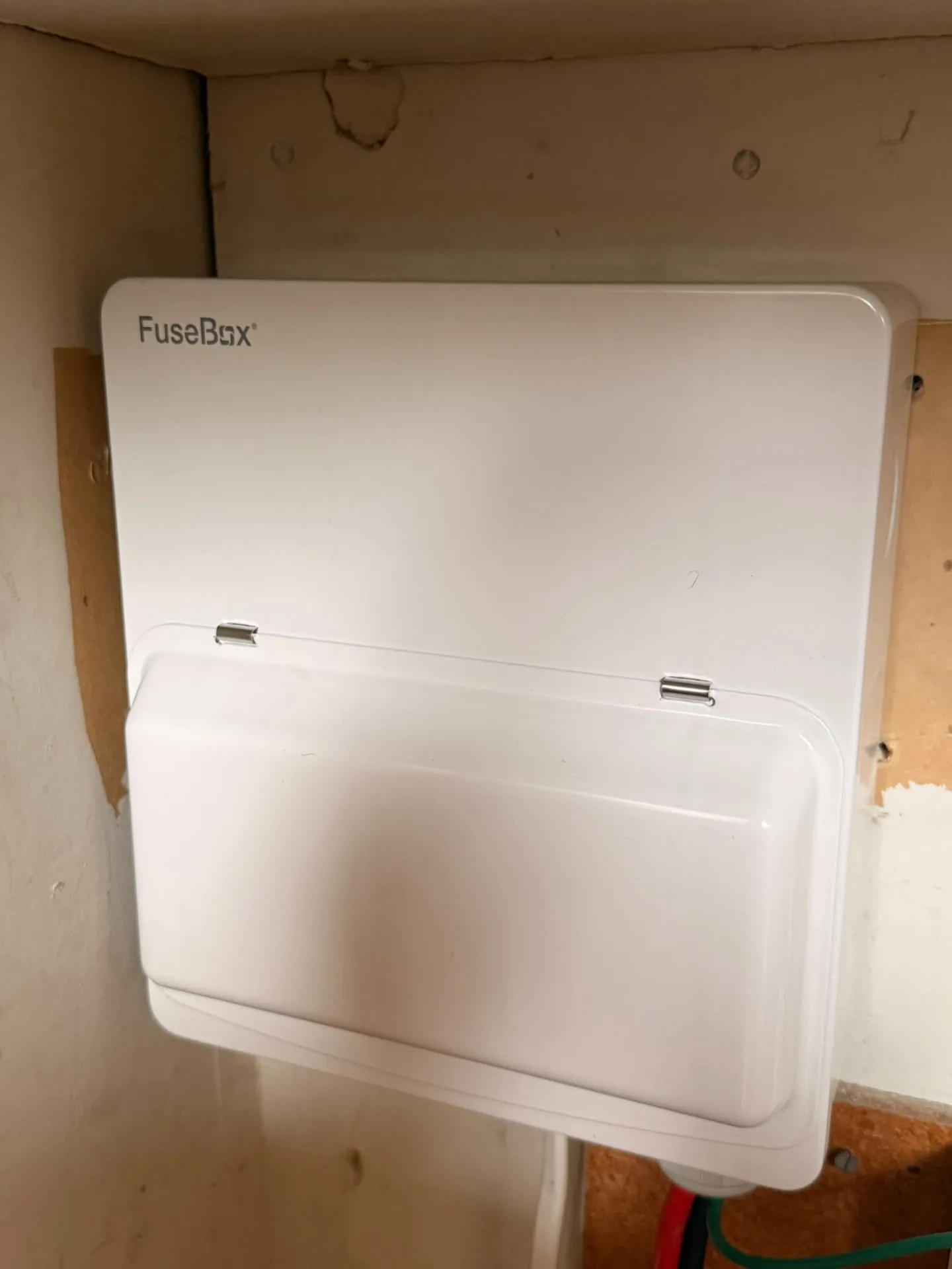 FuseBox consumer unit fitted indoors with cover closed