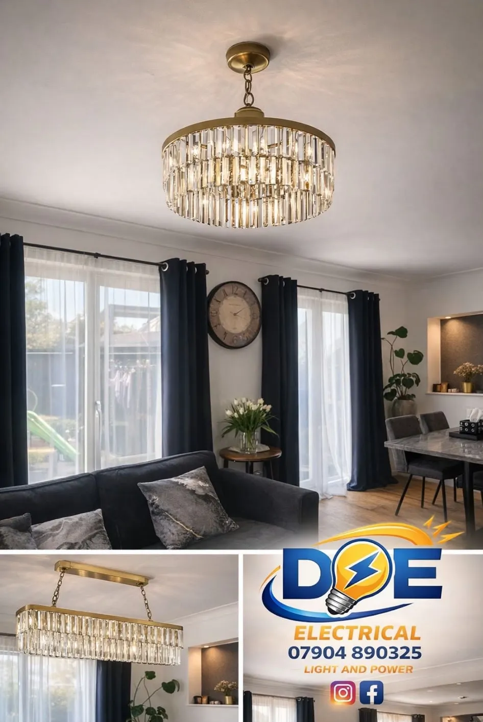 Chandelier installations by Doe Electrical